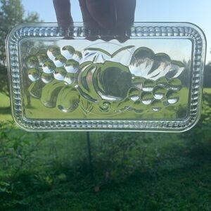 Vintage Refrigerator Dish Replacement Lid Only Clear Glass Ribbed Fruit Design